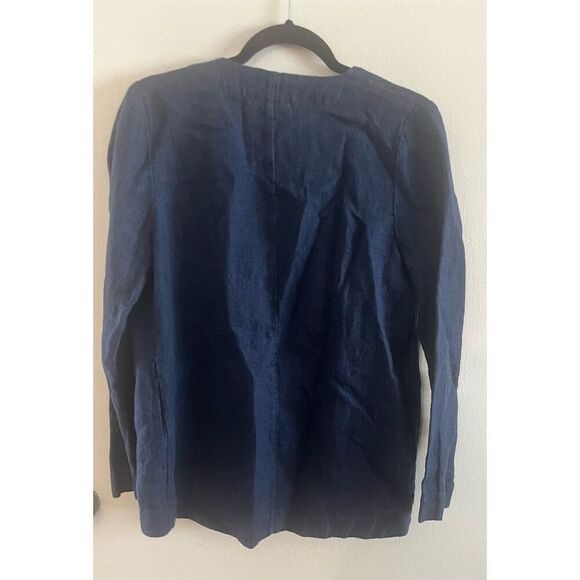 J. Jill XS Blue Linen Open Front Blazer Jacket NWT - Picture 3 of 10